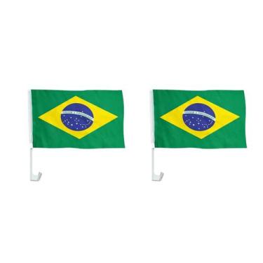 Imagem de Bandeira Do Brasil Para Janela Carro Com Haste Resistente Universal Te