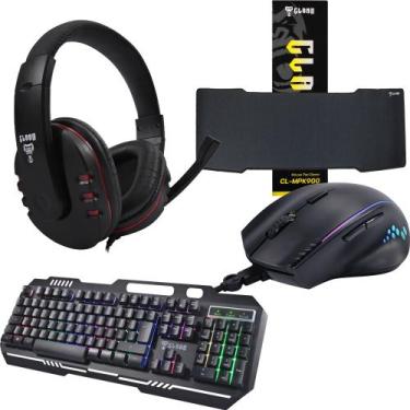 Imagem de Kit Gamer Com Teclado Mouse Headset Mouse Pad SET006 - CLANM