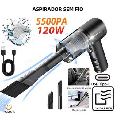 Imagem de Aspirador De Pó Sem Fio Preto 120W De Alta Potência, Uso Duplo Para Ca