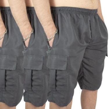 Imagem de Kit 3 Bermuda Cargo Masculina de Tactel G5 ao G8 Short Plus Size - Rep