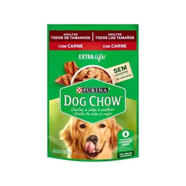 Imagem de Ração Úmida para Cachorro Adulto Sachê - Dog Chow ExtraLife Carne 100g