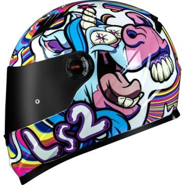 Imagem de Capacete LS2 FF358 Bubble Branco Roxo Colorido Unicórnio, Branco Roxo 