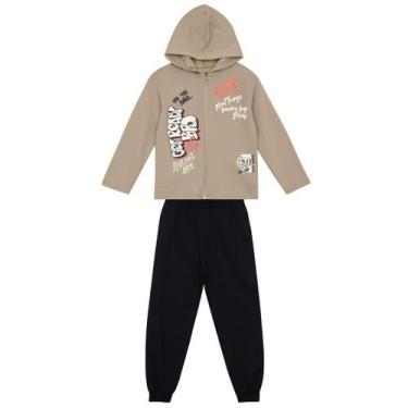 Imagem de Conjunto infantil menino em Moletom Brandili, Marrom, 12