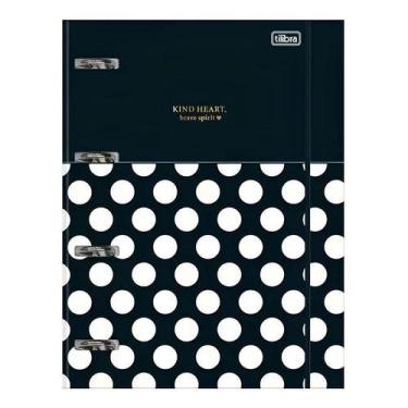 Imagem de Fichário Caderno Argolado West Village 80 Folhas Preto com Poá Branco 