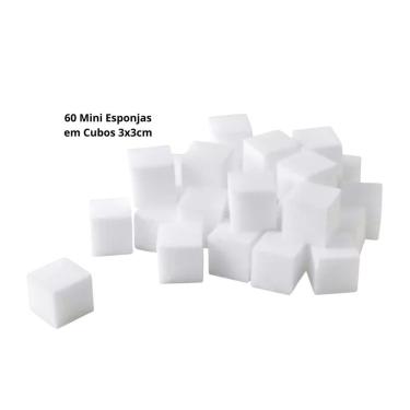 Imagem de Kit 60 Mini Esponjas Mágicas de Melamina Limpeza Multiuso para Cozinha e Banheiro Branca Oikos