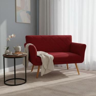 Imagem de Namoradeira Decorativa Sabrina Suede Marsala Pés Madeira Ms Decor - Ma