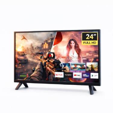 Imagem de Smart Tv 24 Polegadas Tela LED Full HD Wifi Hdmi Usb Android - Smart T