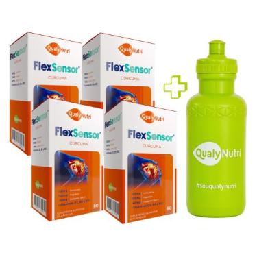 Imagem de Kit 4 FlexSensor Colageno Tipo 2 E Magnesio QualyNutri Garrafa Squeeze