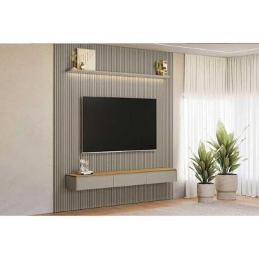 Imagem de Rack Bancada c/ Painel p/ TV até 90 Pol Modular 2.6 Ripado 2 Portas 1 