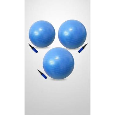 Imagem de Kit Bolas Pilates 55/65/75cm c/ 3 Bombas Azul - Congratulations Store
