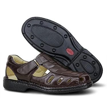 Imagem de Sandalia masculina solado Antiestresse couro carneiro Decoflex 182 CAFE (40, 182 CAFE)