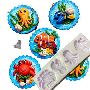 Imagem de Confeitaria dos moldes, F869 MOLDE DE SILICONE PEIXES NEMO MÉDIO CONFEITARIA ARTESANATO