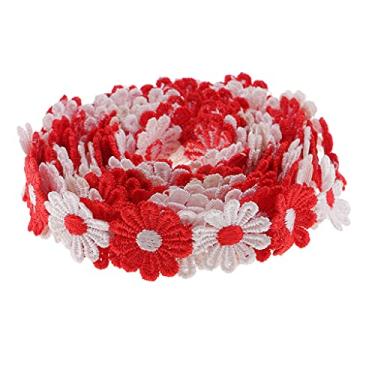 Imagem de Milageto Bela Margarida Lace em Multi para Embelezamento Costurando Dressmaking E - 3 Metros, Vermelho