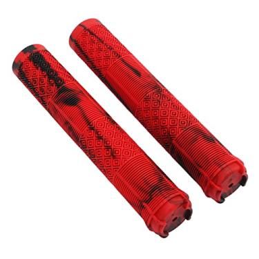 Imagem de Punhos de guidão de bicicleta, borracha TPE 1 par de punhos de guidão de bicicleta macios para padrão 22,2 mm(Vermelho preto)
