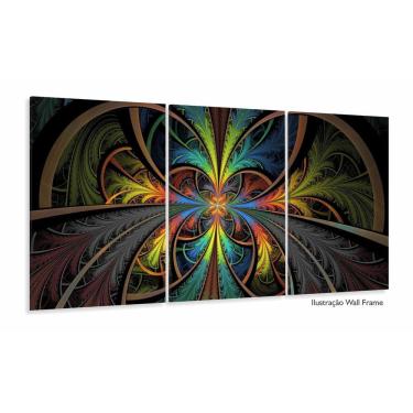 Imagem de Quadro Vitral Abstrato Decorativo Tela Em Tecido 3 Peças
