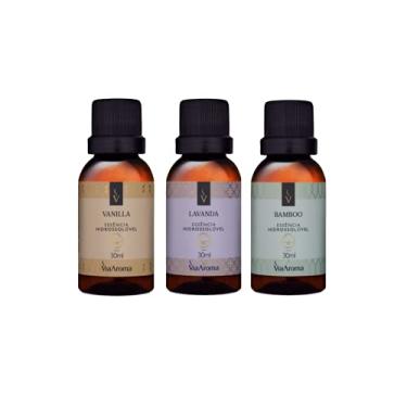 Imagem de Kit Essencia Hidrossolúvel, Vanilla, Lavanda e Bamboo 30 ml Cada - Ideal Para Difusor e Aromatizador Elétrico - Via Aroma