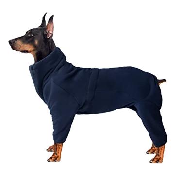 Imagem de Foern Casaco para cachorro, roupas quentes com fleece polar macio com zíper alças elásticas internas ao ar livre, pulôver para cães pequenos, médios e grandes, preto, XXP: 55 cm/21,7 pol