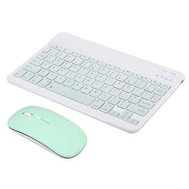 Imagem de Babaobox 10 polegadas portátil BT teclado mouse combinação 78 teclas mini teclado recarregável 3 engrenagens DPI mouse ajustável amplamente compatível (green)