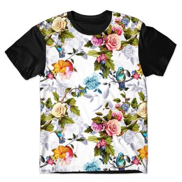 Imagem de Camiseta As Braba Masculina Flores Beija Flor ii Full Print