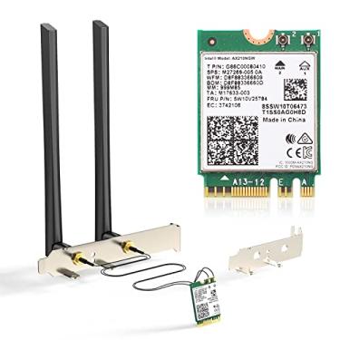 Imagem de Kit de desktop AX210 WiFi 6E, expande para placa sem fio M.2 NGFF de 6 GHz/5 GHz/2,4 GHz, inclui cabo Ipex, antenas 5dBi, suporte padrão e discreto, funciona com PC desktop Windows 10 11, 64 bits