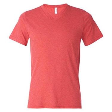 Imagem de Camiseta masculina de gola V triblend (vermelha triblend) (GG)