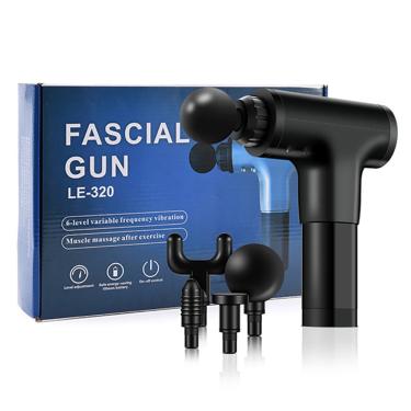 Imagem de Massageador Elétrico Relaxamento Muscular Facial Físico Fitness 6 Níveis - Fascial Gun LE-320 Preto