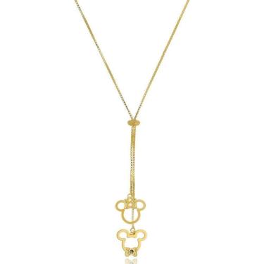 Imagem de Colar Personalizado Gravata Mickey E Miney Folheado Em Ouro