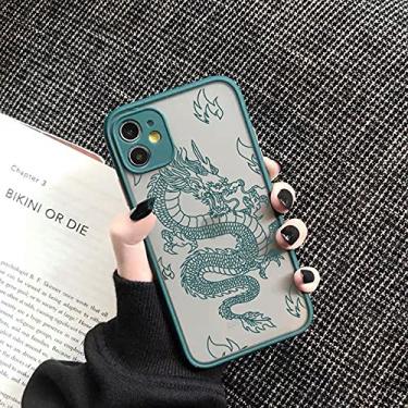 Imagem de Remazy Fashion Dragon Animal Pattern Phone Case para iPhone 13 12 11 Pro MAX X XS XR 8 7 6Plus Capa Dura Transparente Matte Bag, Estilo 4, Para iPhone 11