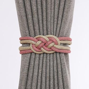 Imagem de Gravata de cortina de nó chinês luz de luxo simples fivela de cortina ímã cinto de gravata decoração de janela suportes de cortina tiebacks de cortina, T1,2 PCS