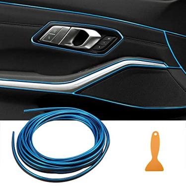 Imagem de TOMALL Carro Interior Fita de moldagem Carro Decorativo Enchimento Tiras 5 m (16 pés) Flexível Eletrogalvanização Decoração Estilo Acessórios Painel com Ferramenta de Instalação (azul)
