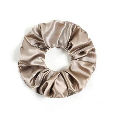Imagem de DISANGNI Elásticos de cabelo de seda para prevenção de frizz e quebras, elásticos de cabelo de seda de amoreira 22Momme 100% sem danos, elásticos de seda, 16 peças, cor castanho-acinzentado