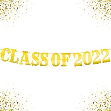 Imagem de Banner de classe de 2022, ouro - grande de 10 pés, não faça você mesmo | Banner de formatura 2022 para decorações de classe de 2022 | Decorações de formatura em ouro 2022, placa de classe de 2022 | Decorações de festa de formatura dourada 2022