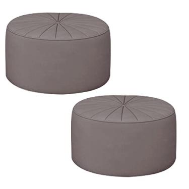 Imagem de Kit 2 Puffs Decorativos Sala De Estar Round Veludo Rosê G45 - Gran Belo
