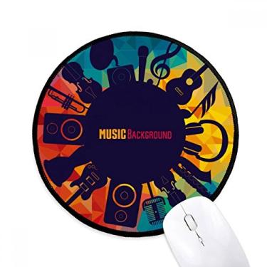 Imagem de Instrumentos musicais ilustração azul louco mouse pad desktop escritório tapete redondo para computador