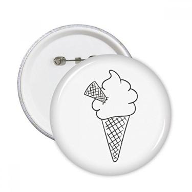 Imagem de Linha preta creme cones macios sorvete alfinetes redondos emblema botão decoração acessório 5 peças