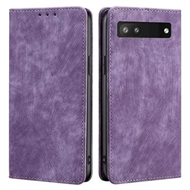 Imagem de YINGDAFENG Capa para Google Pixel 7Pro/7, capa carteira de couro PU vintage com compartimentos para cartões com bloqueio de RFID, capa flip com fecho magnético, capa interna de TPU à prova de choque, roxo, 7 Pro 6,7 polegadas
