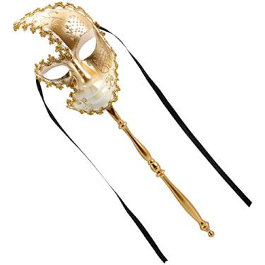 Imagem de LUOZZY Máscara decorativa de festa, meia face, máscara de festa de carnaval, máscara de baile de máscaras portátil para mulheres (branca)