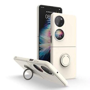 Imagem de Capa para celular com bolso para Huawei P50 com suporte de fivela de anel, capa traseira antiquebra de silicone para celular