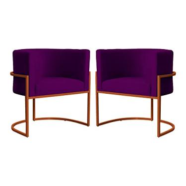 Imagem de Kit 02 Poltrona Luana Base Bronze Para Sala Veludo Cores - DS Estofados