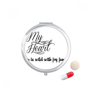 Imagem de Caixa de comprimidos de bolso com citação Famous Poetry My Heart Joy para viagem, caixa de armazenamento de medicamentos, dispensador de espelho
