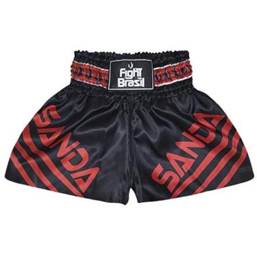 Imagem de Short Calção Boxe Chinês Sanda - Pre/Verm - G