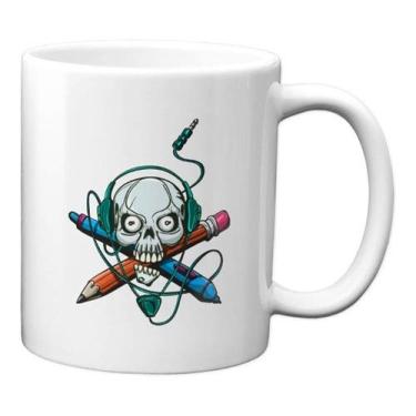 Imagem de Caneca Artista Caveira Design Gráfico Personalizada