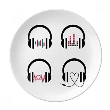 Imagem de Fone de ouvido colorido, placa decorativa para ouvir música, salver, louça, jantar