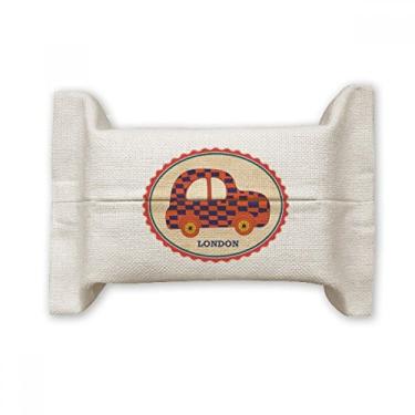Imagem de Little car UK London Carimbo britânico Capa de papel para lenços faciais Bolsa de linho de algodão