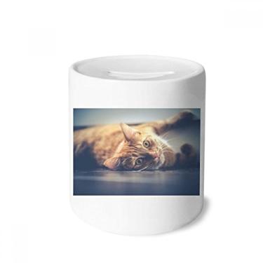 Imagem de DIYthinker Caixa de moedas de cerâmica com foto de gato amarelo animal, porta-moedas