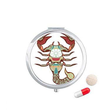 Imagem de Caixa de comprimidos com símbolo do zodíaco de constelação de escorpião, recipiente de armazenamento de medicamentos