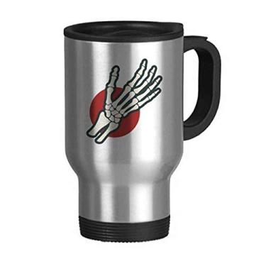 Imagem de Ilustração humana mão osso junta viagem caneca flip tampa aço inoxidável copo carro copo térmico