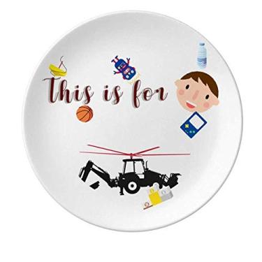 Imagem de Helicóptero Empilhadeira Escavadeira Prato de Porcelana Jantar Prato Redondo Prato Masculino