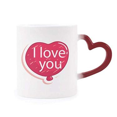 Imagem de Dia dos Namorados Rosa I Love You Balloon Heat Sensitive Mug Red Color Changing Grés Cup