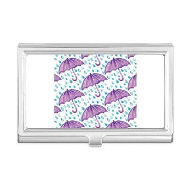 Imagem de Guarda-chuva roxo aquarela, porta-cartões de visita, capa de bolso